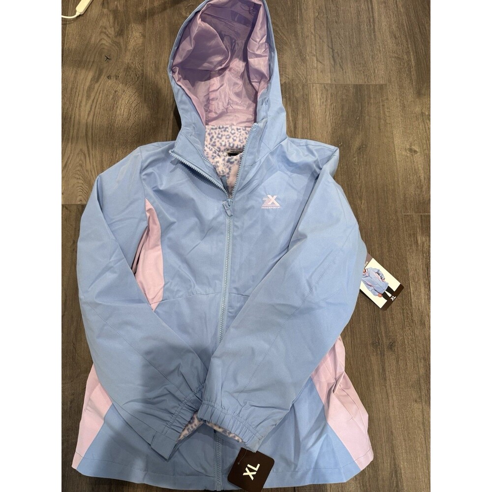ZeroXposur Girls XL 14/16 3 in 1 Winter Jacket Blue Pink Leopard Fleece NWT